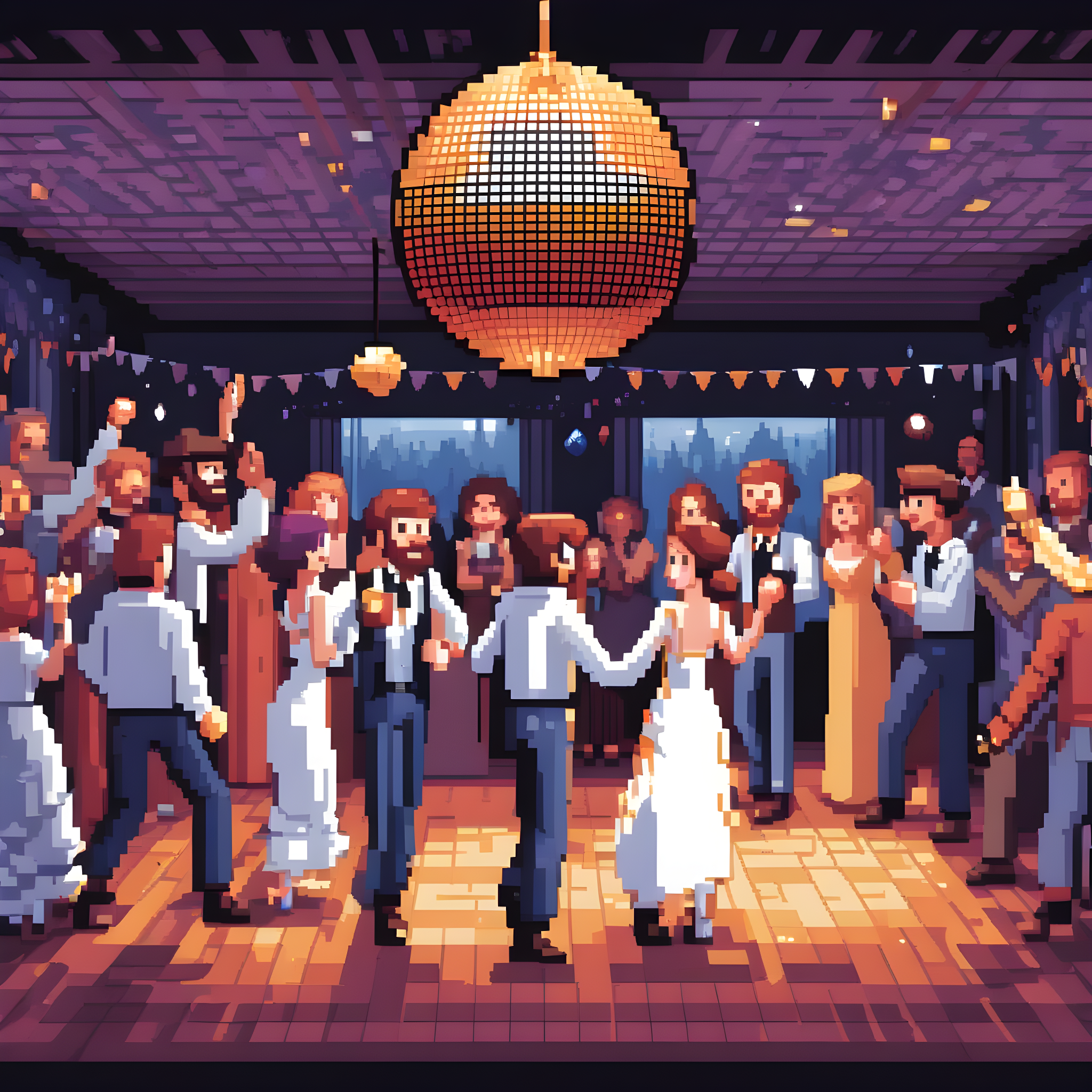 personne faisant la fête en pixel art